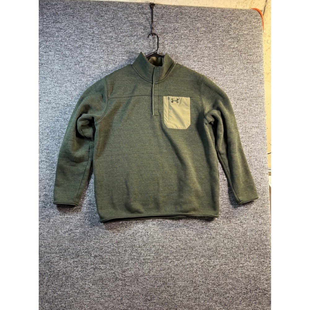 Under Armour ColdGear Polartec 1/4 Zip Pullover Mens XXL Green Fleece Sweater